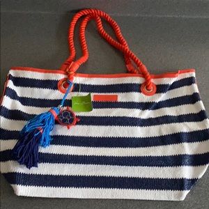 Vera Bradley Striped Tote navy/white stripe